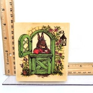 Holly Pond Hill Cottage Morning Rubber Stamp Bunny Rabbit L13017 Garden Wheeler